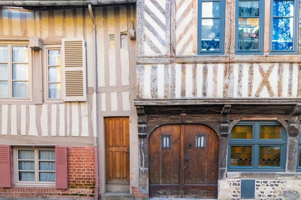 Honfleur Normandië Typische Huizen Met Vakwerkgevel — Stockfoto