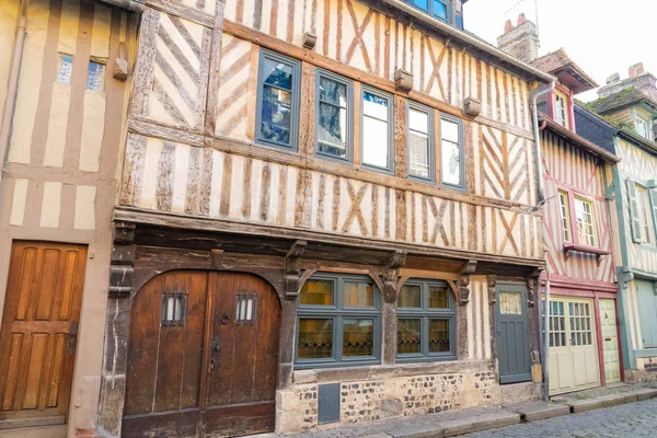 Honfleur Normandia Casas Típicas Com Fachada Meia Madeira — Fotografia de Stock