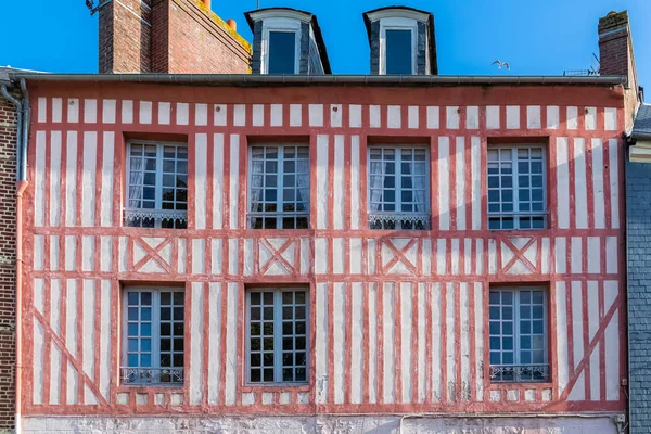 Honfleur Normandie Maisons Typiques Avec Façade Colombages — Photo