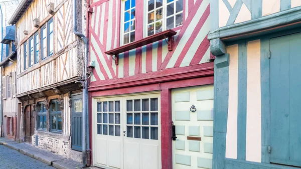 Honfleur Normandia Casas Típicas Com Fachada Meia Madeira — Fotografia de Stock