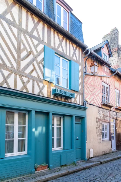 Honfleur Normandia Casas Típicas Com Fachada Meia Madeira — Fotografia de Stock