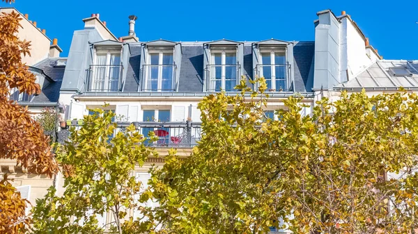 Paris Parisian Facade Charming Balcony Windows Marais — Stock Photo, Image