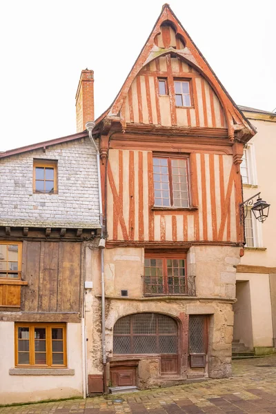 Laval France Belles Vieilles Maisons Colombages Dans Centre Historique Médiéval — Photo