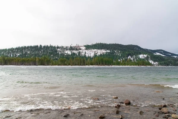 Озеро Доннер Снегом Зимой Панорама — стоковое фото