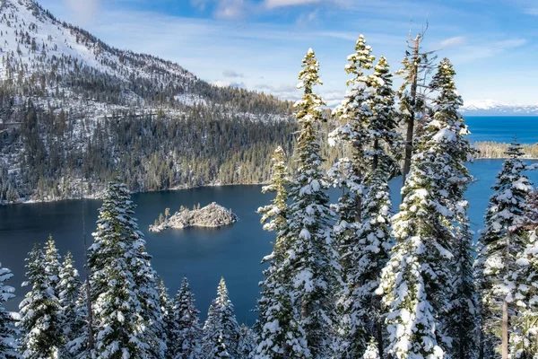 Lake Tahoe Nevada Och Kalifornien Panorama Över Emerald Bay Vintern — Stockfoto
