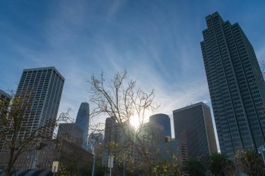 San Francisco, şehir merkezi, modern gökyüzünde gün batımı 