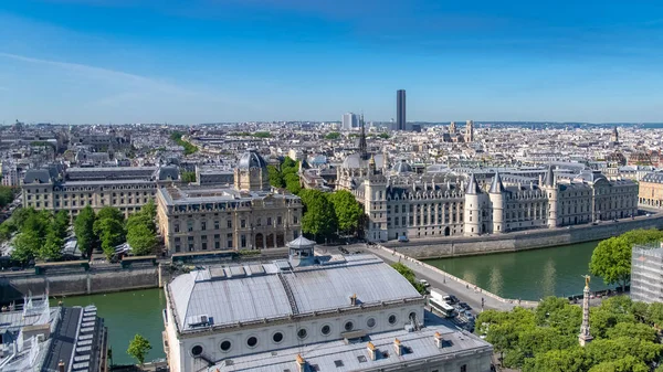 Paris Panorama Cidade Com Sainte Chapelle Conciergerie Igreja Saint Sulpice — Fotografia de Stock