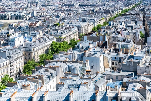 Paris, typical zinc roofs, aerial view of the city in the center