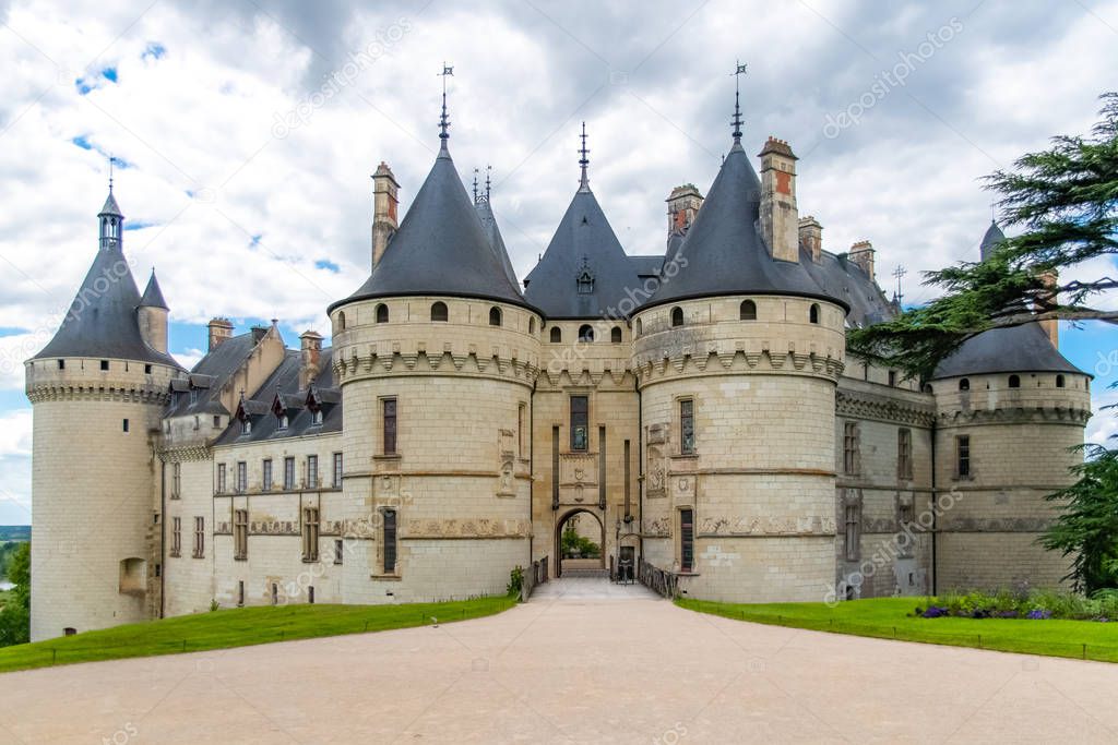 Chaumont-sur-Loire castle, France, June 15th, 2019, beautiful French heritage, panorama