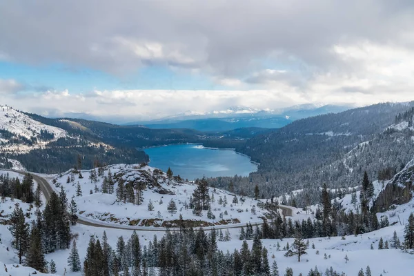 Donner Lake Snow Winter Panorama — Stock Photo, Image