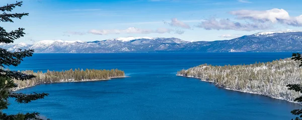 Lake Tahoe Nevada California Panorama Emerald Bay Winter — 图库照片