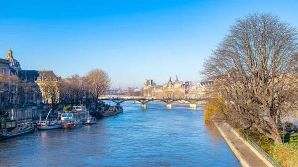 Parigi Pont Des Arts Sulla Senna Bellissimo Panorama Con Case — Foto Stock