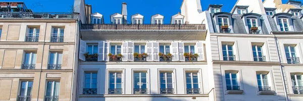 Paris Typical Facade Windows Beautiful Building Rue Reaumur — Stock Photo, Image