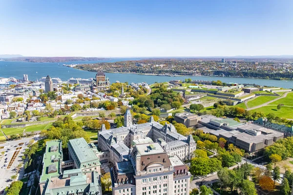 Quebec City Panorama Della Città Con Fiume Saint Laurent Sullo — Foto stock gratuita