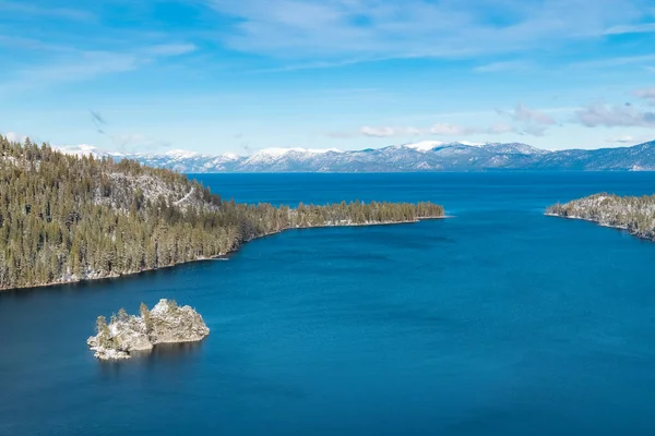 Озеро Тахо Неваде Калифорнии Панорама Изумрудного Залива Зимой — стоковое фото
