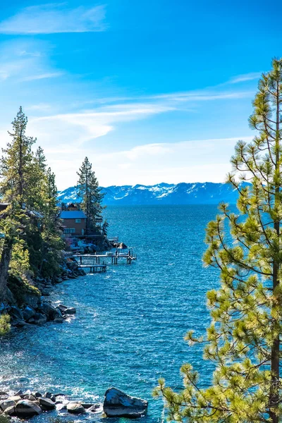 Озеро Тахо Панорама Горного Озера Зимой — стоковое фото