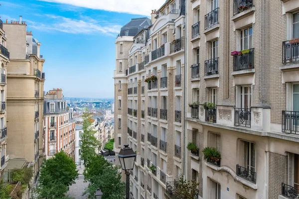 Paris Montmartre Edifícios Típicos Escadas Vista Romântica — Fotografia de Stock