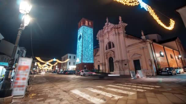 Orario serale della città italiana — Video Stock