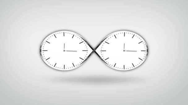 Relógio infinito sobre um fundo branco — Vídeo de Stock