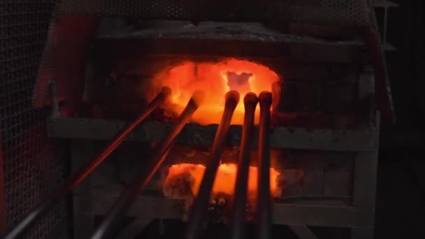 Glasverwerking in de oven — Stockvideo