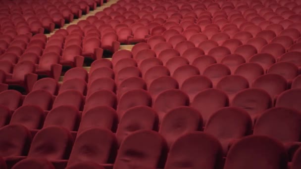 Sillas rojas del teatro vacío — Vídeo de stock