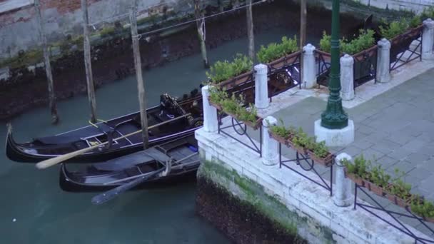 Venedik sularındaki Gondollar — Stok video