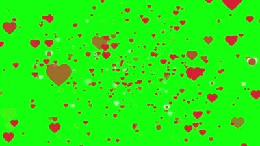 Red heart marks appear on a green background