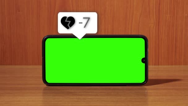 Disike counter on smartphone with green screen — 图库视频影像
