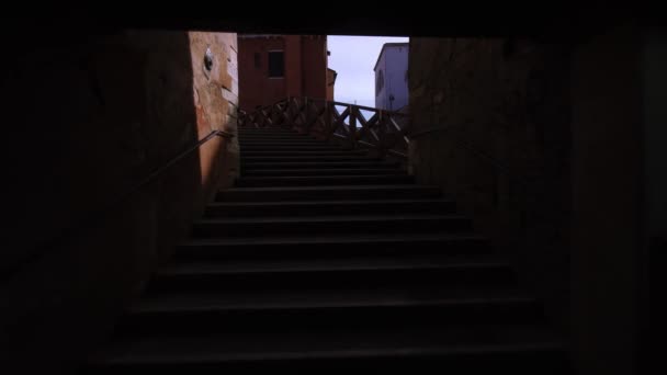 Venice bridge with tower alongside — стокове відео