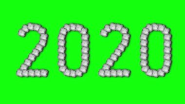 2020 written made by timelapse clocks on green background