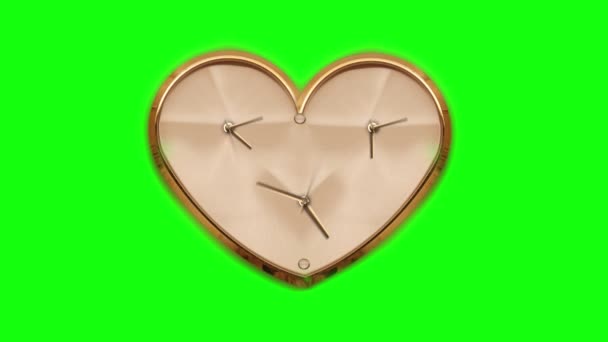 Timelapse heart-shaped clock for the chroma key — Stock video