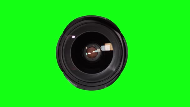 Фотооб'єктив з зеленим екраном для ключа хроми — стокове відео