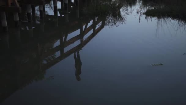 Отраженный в воде танцующей девушки — стоковое видео