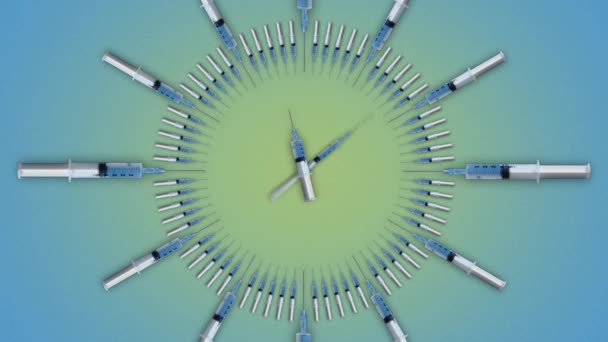 Relógio feito de seringas timelapse — Vídeo de Stock