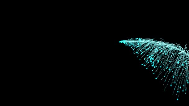 Contexto abstrato dos fios de partículas azuis que se dispersam — Vídeo de Stock