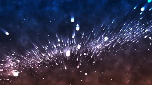 Abstracte achtergrond van lichtsporen en deeltjes van het universum — Stockvideo