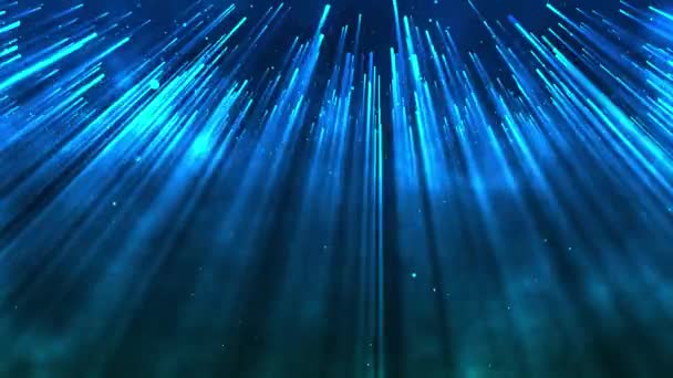 Paprsky modrých světel z oblohy na pozadí vesmíru — Stock video