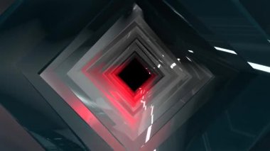 Rhombus şeklinde farklı ışıklarla aydınlatılmış bir tünel.