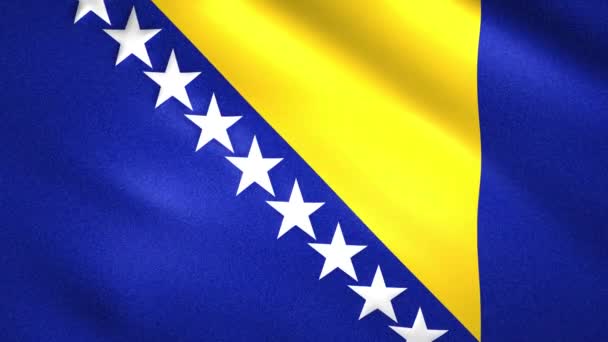 Bosnia-Erzegovina bandiera si muove leggermente nel vento — Video Stock