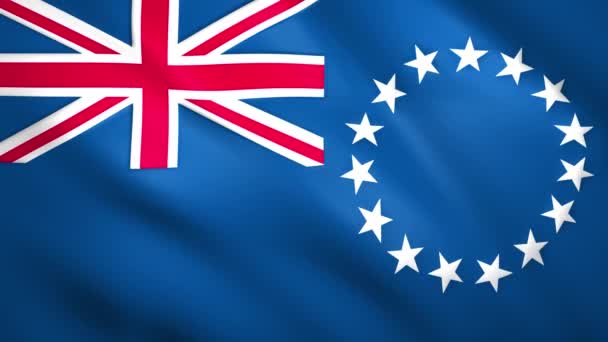 Флаг острова Кук на переднем плане — стоковое видео
