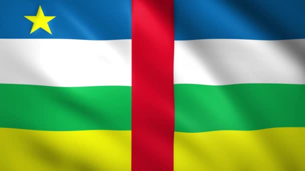 Orta Afrika Cumhuriyeti bayrağı rüzgarda dalgalanıyor — Stok video