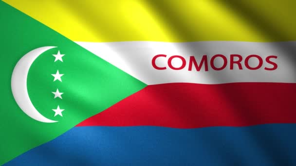 Drapeau des Comores avec le nom du pays — Video