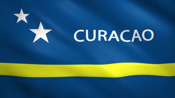 Curacao flagga med landets namn — Stockvideo