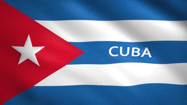 Kuba-Flagge mit dem Namen des Landes — Stockvideo