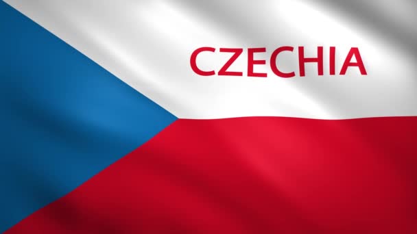 Прапор Чеської Республіки з назвою країни. — стокове відео