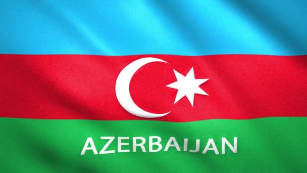 Azerbajdzjans flagga med landets namn — Stockvideo