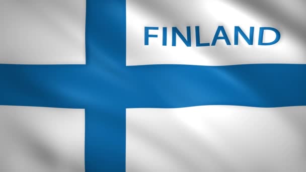 Finská vlajka s názvem země — Stock video