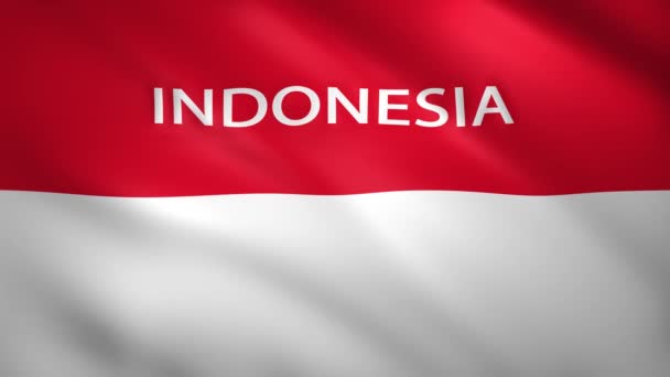 Indonesia Flag with the name of the country — Stock Video