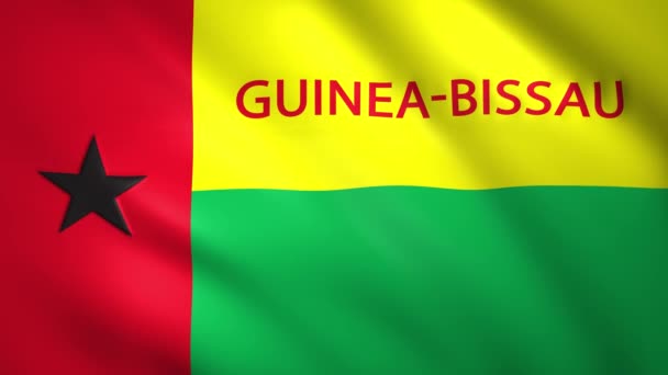 Прапор Гвінеї-Бісау з назвою країни. — стокове відео