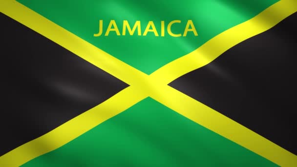 Флаг Ямайки с названием страны — стоковое видео